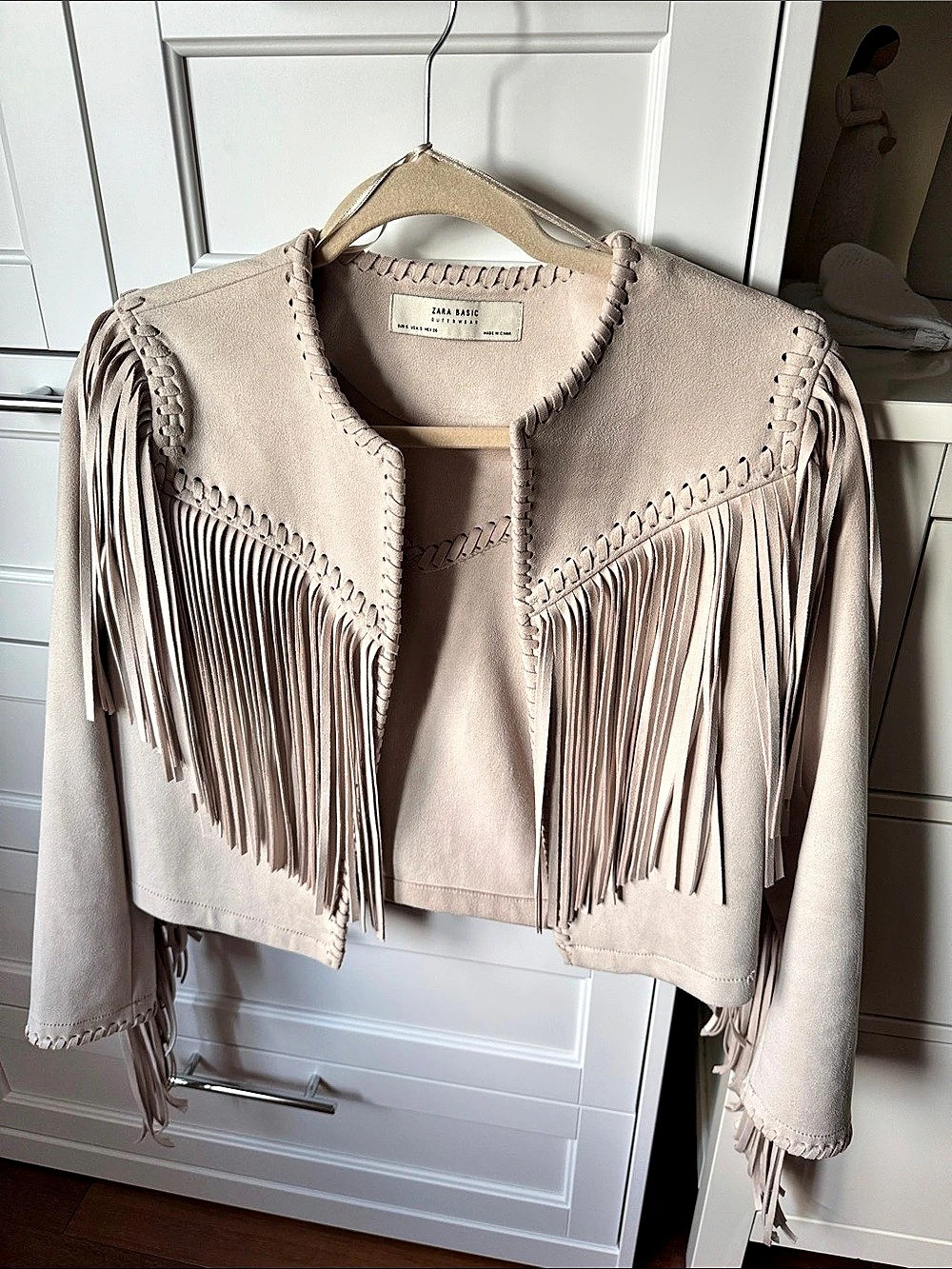 Zara Basic Faux Suede Fringe Jacket